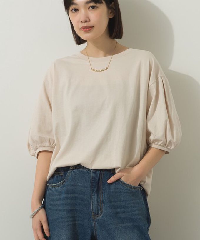 日本 Sans Souci 34+ - 絲滑混棉 可愛泡泡袖上衣-白