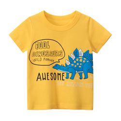 27KIDS - 純棉短袖上衣-童趣恐龍塗鴉-黃色