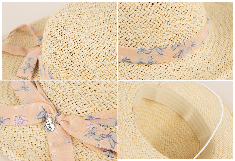 韓國 Happy Prince - 小花緞帶裝飾波浪草帽