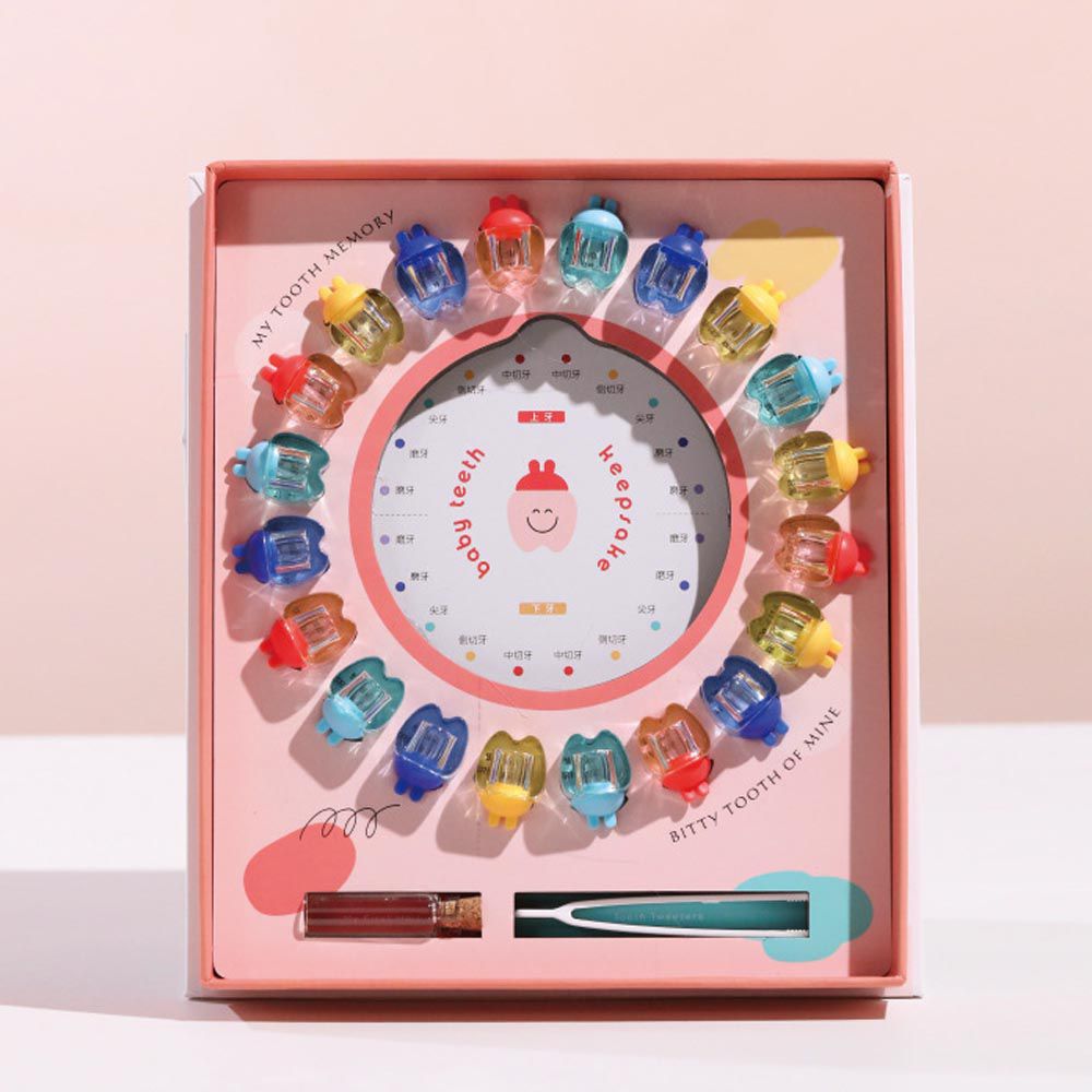 寶寶乳牙收藏盒-塑膠透明牙-粉色 (20x2.5x18.5cm)