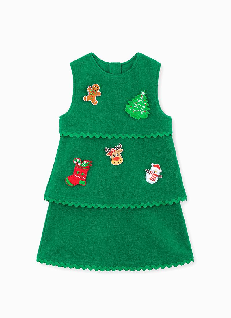 韓國 OZKIZ - (附裝飾品)聖誕樹魔鬼氈洋裝