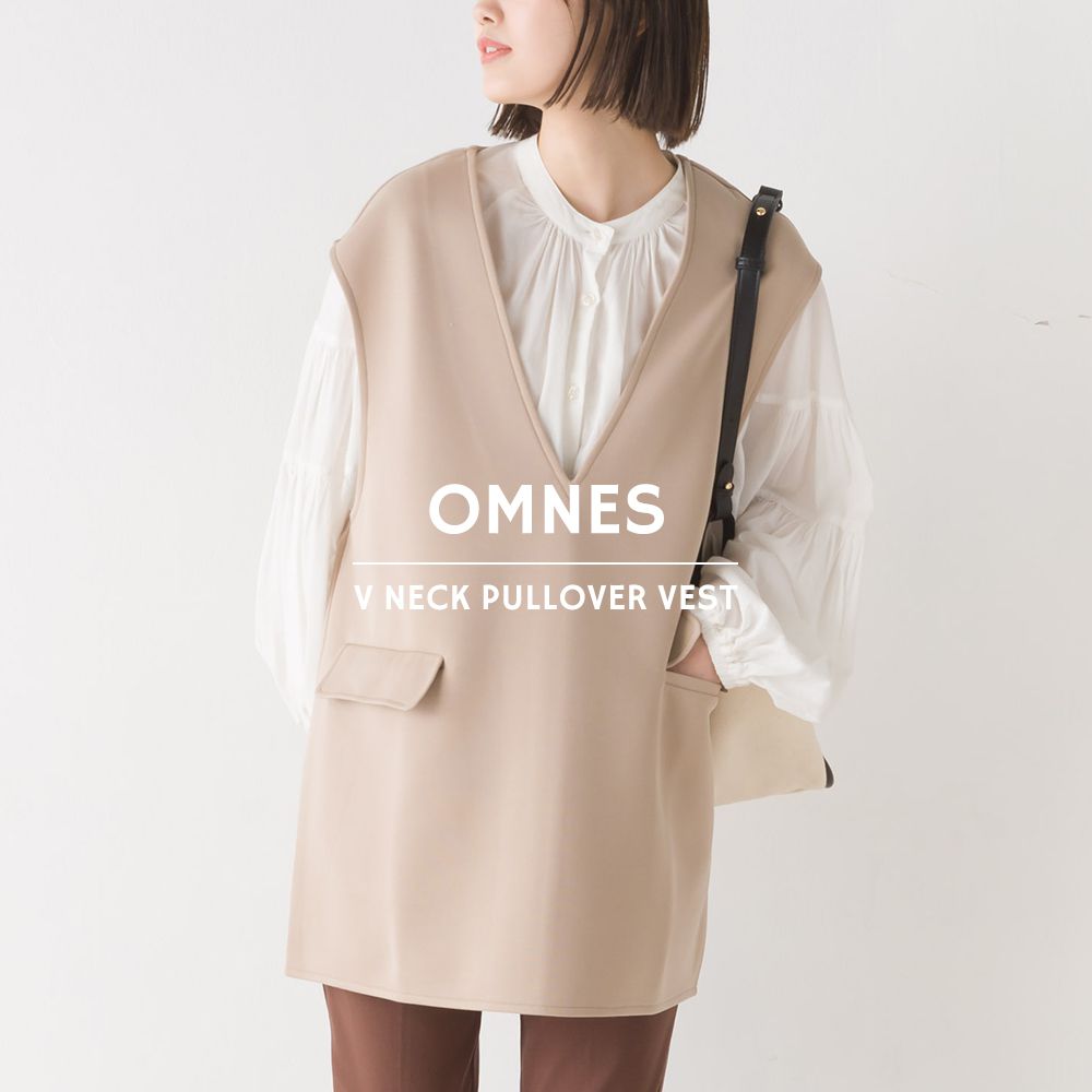 日本 OMNES - 百搭V領剪裁穿搭背心-簡約黑