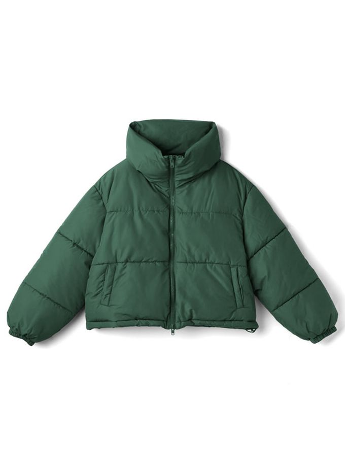 日本 GRL - 防風領百搭鋪棉短版外套-白 (F)