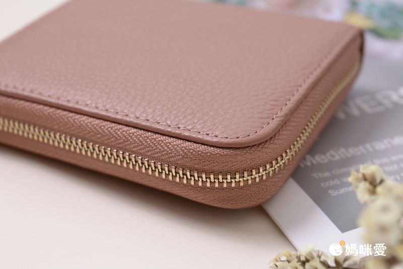 日本 LIZDAYS - [樂天No.1] 真皮卡片短夾/零錢包-灰杏褐 (11x7.5x2.5cm)