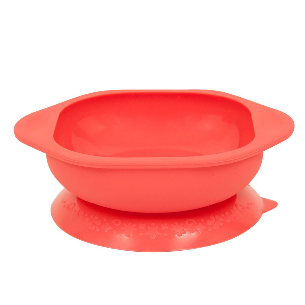 動物樂園矽膠防漏幼兒學習吸盤碗-獅子(紅)