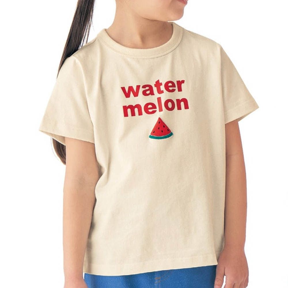 純棉立體蔬果印花短袖-西瓜-白