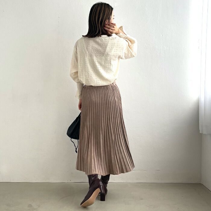 日本 ihuu - 百搭氣質針織百摺裙-灰