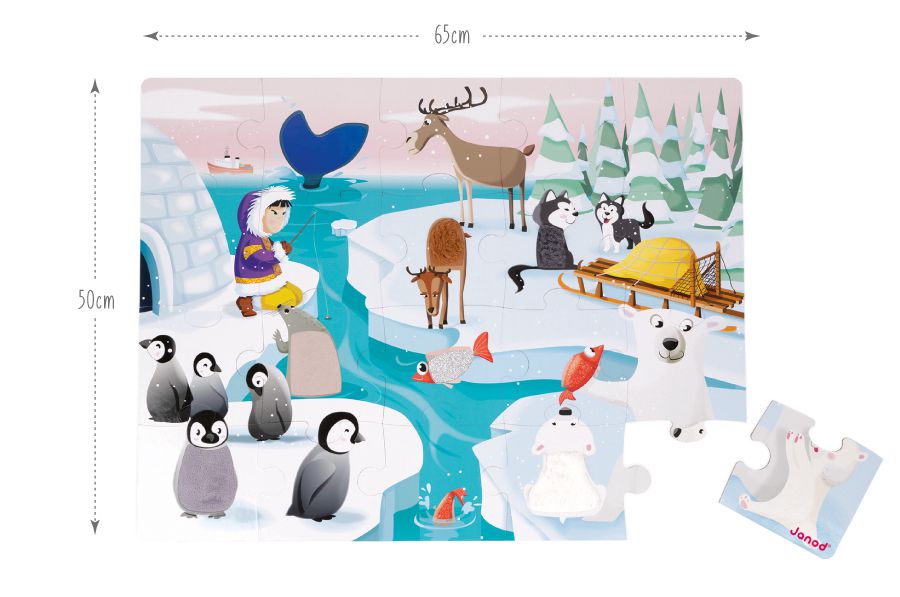 法國Janod - 幼兒觸覺拼圖-極地20pcs