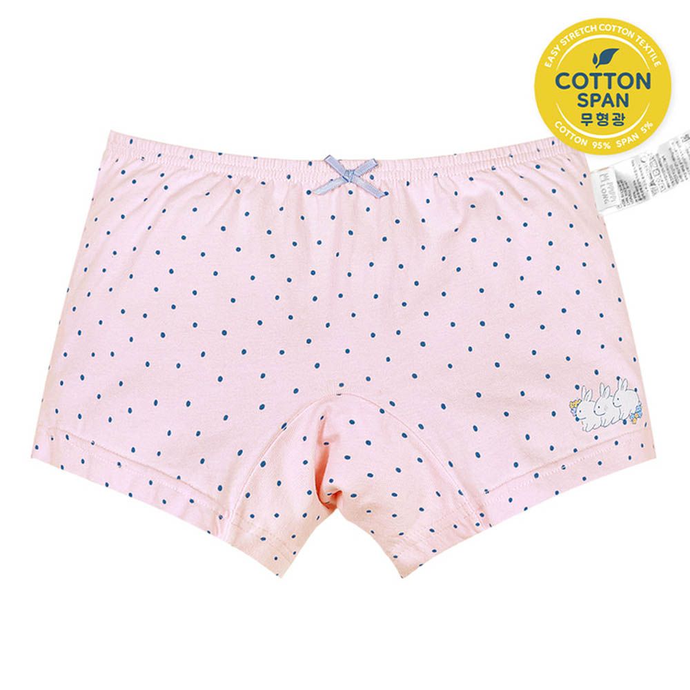 輕柔棉透氣四角褲(女寶)-點點小白兔-粉