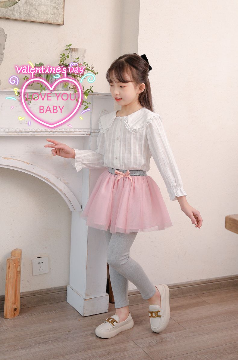 FANMOU - 內搭褲裙-撞色紗裙-灰色x粉色