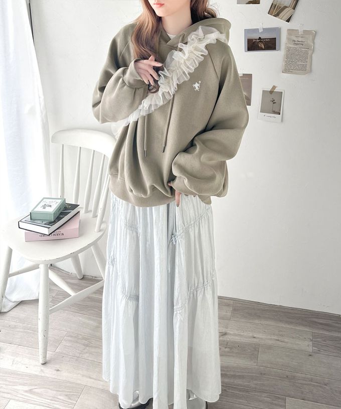 日本 Classical Elf - 簡約刺繡logo裏起毛帽T-煙燻粉