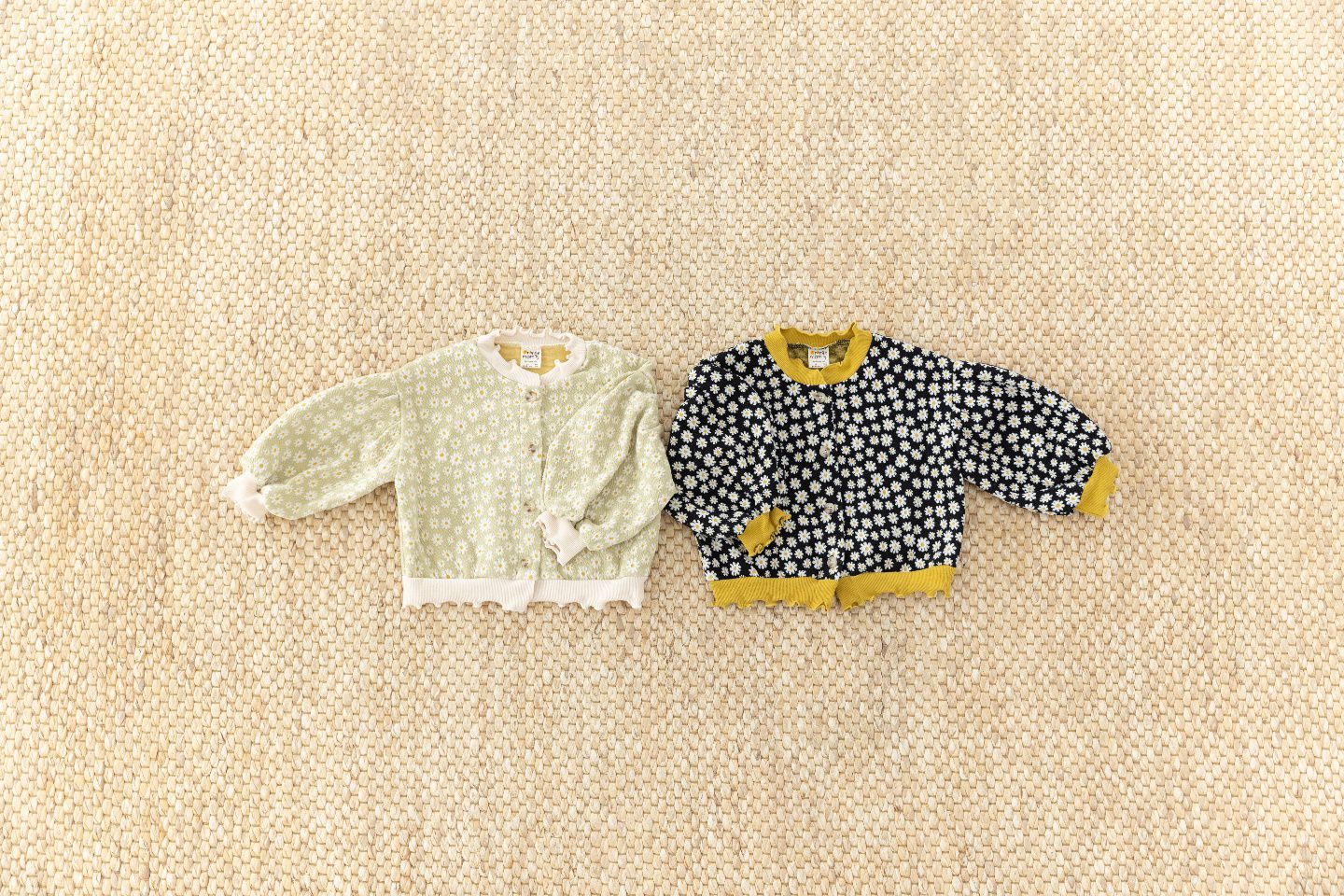 韓國 Orange Mom - 小雛菊泡泡袖針織外套-淺綠