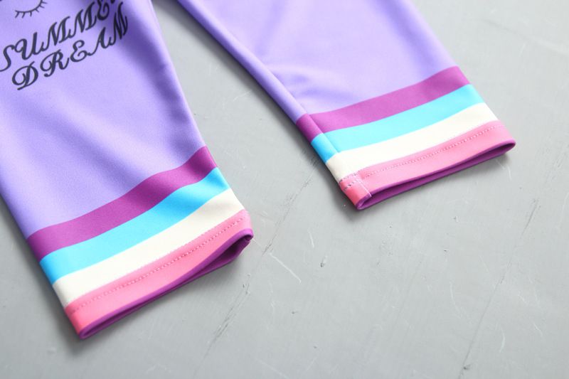 女寶防曬長袖泳裝套裝(附帽子)-夢幻獨角獸-紫色