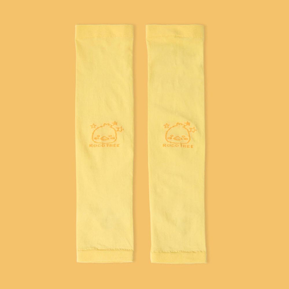 冰絲防曬兒童袖套-小鴨-黃色 (長32cm)