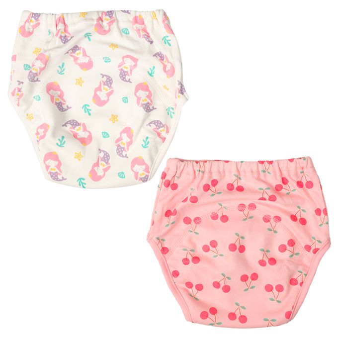 akachan honpo - 3層學習內褲2入組-櫻桃&人魚-粉紅色