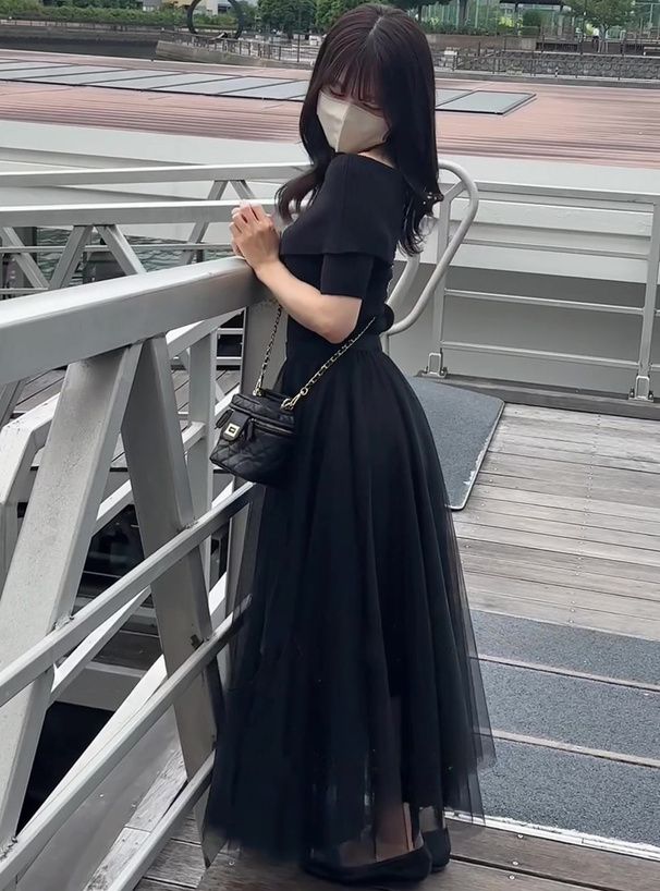 日本 GRL - 一字領羅紋顯瘦短袖上衣-白 (F)