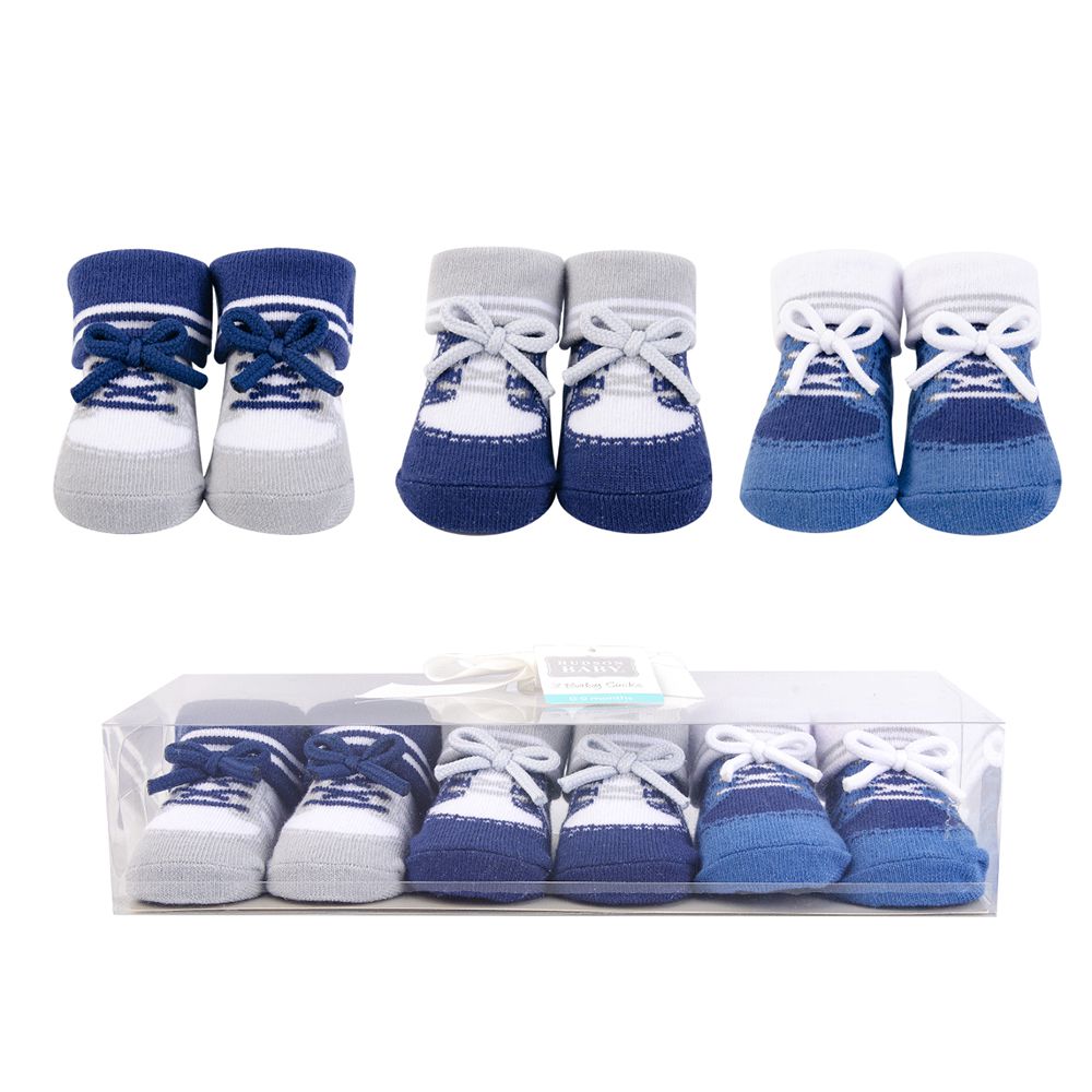 美國 Luvable Friends - 嬰兒襪/寶寶襪/初生襪 3入組-經典藍色 (0-9M)