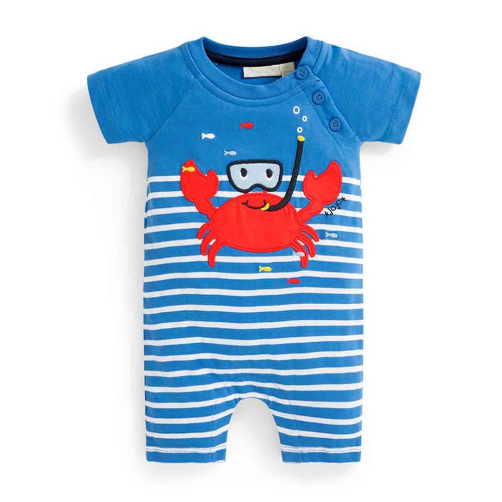 英國 JoJo Maman BeBe - 嬰幼兒100% 純棉短袖連身裝-紅螃蟹