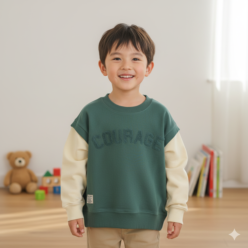 假兩件休閒上衣-綠色