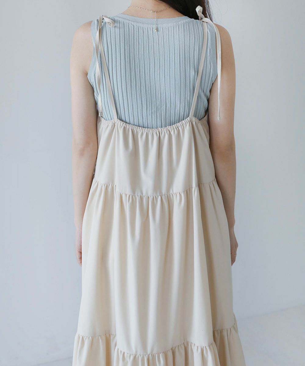 日本 Bou Jeloud - 可愛綁帶層次吊帶裙/洋裝-淺粉