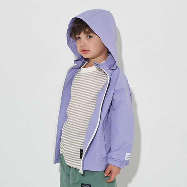 日本 b-ROOM - 潑水加工 連帽2WAY防風外套(附收納袋)-恐龍-軍綠