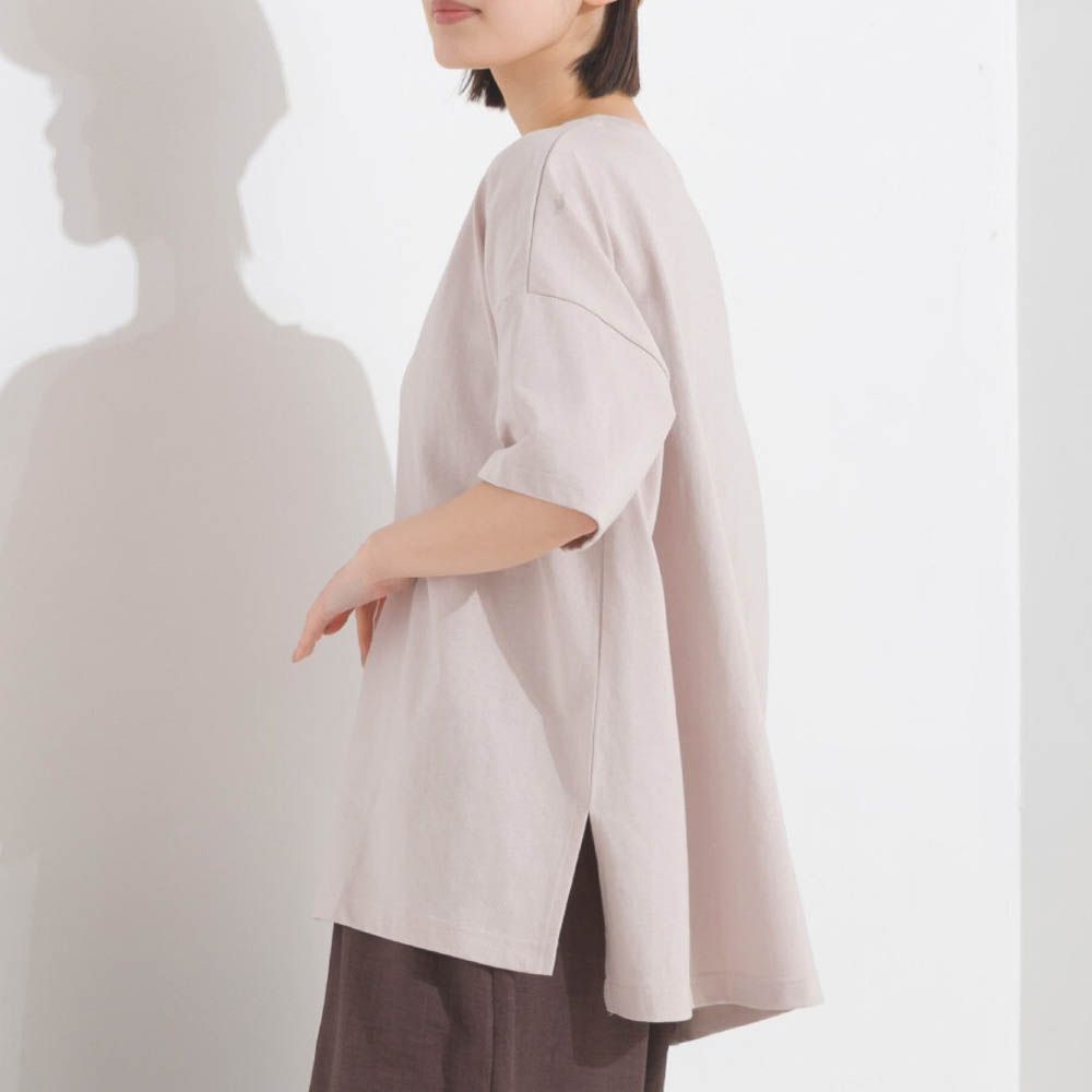 超強防潑水機能寬版T恤-淺米棕