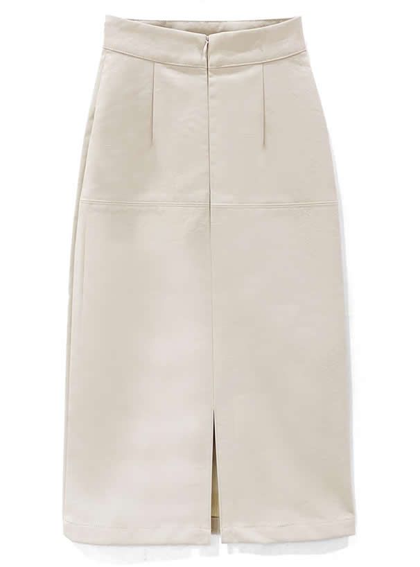 日本 GRL - 時尚修身A字皮裙-時尚黑