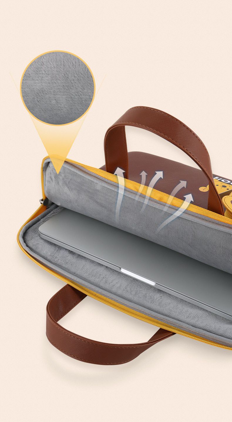 迪士尼手提電腦包-蜂蜜罐與小熊維尼-棕+黃