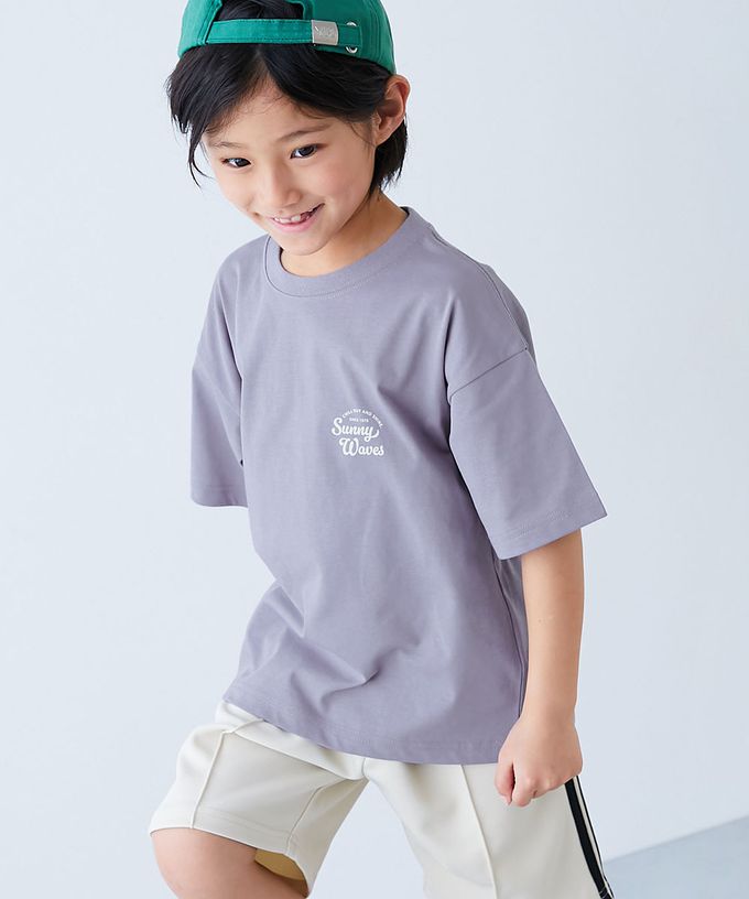 日本 devirock - 接觸涼感 落肩廓形短袖T恤-老虎-淺灰