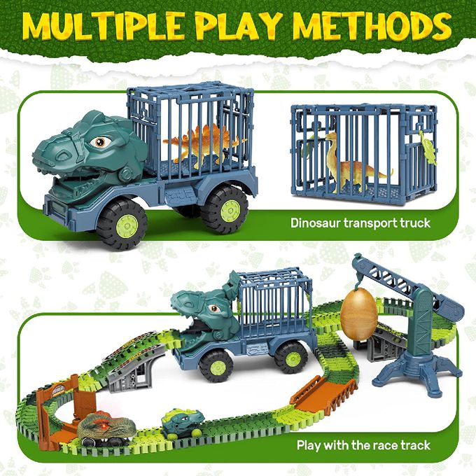 CuteStone - 兒童趣味恐龍卡車軌道玩具套裝組合