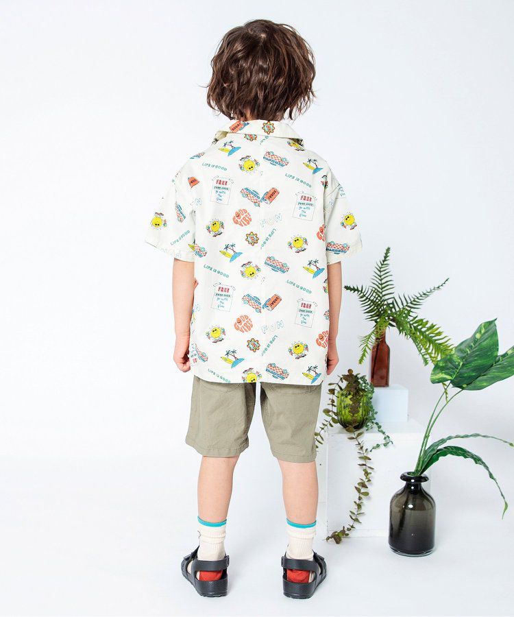 日本 BREEZE - 帥氣印花開襟短袖襯衫-丹寧藍