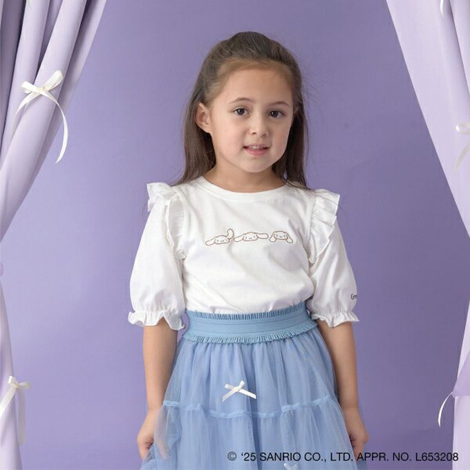 日本 Lycee mine - 可愛刺繡星星鏤空短袖上衣-卡通人物酷洛米-紫丁香