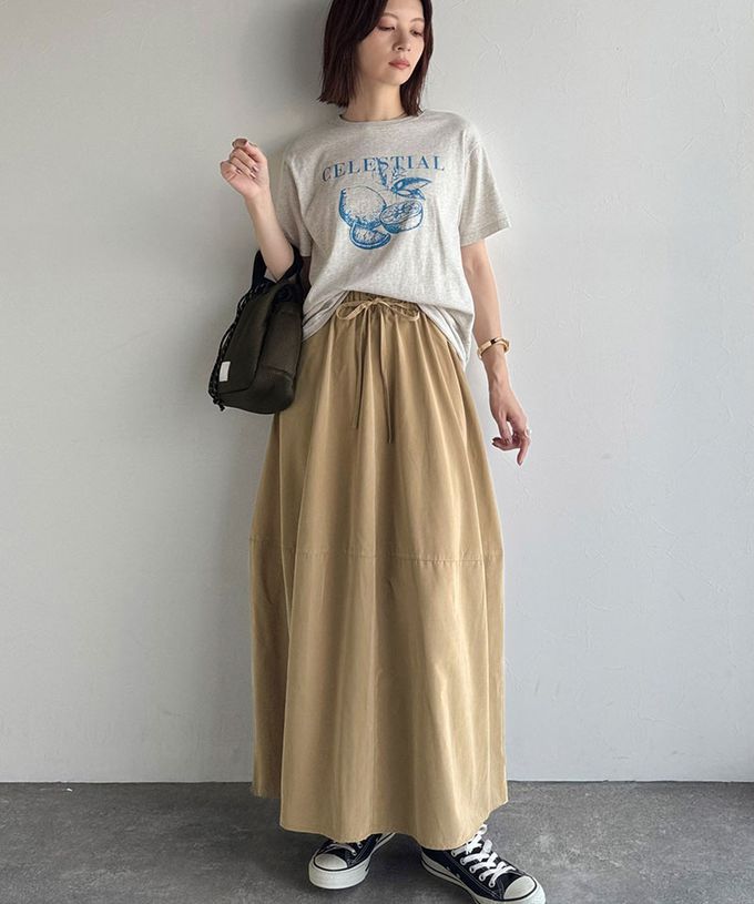 日本 Classical Elf - Java 桃皮磨毛感繭型蓬盈長裙(有口袋)-卡其