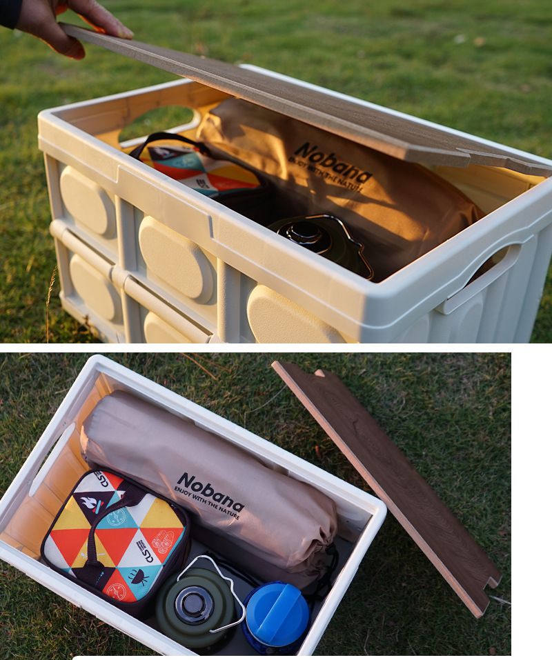 CLS - 露營摺疊收納箱/收納桌-大號-黑色 (52x35.5x29.5cm)