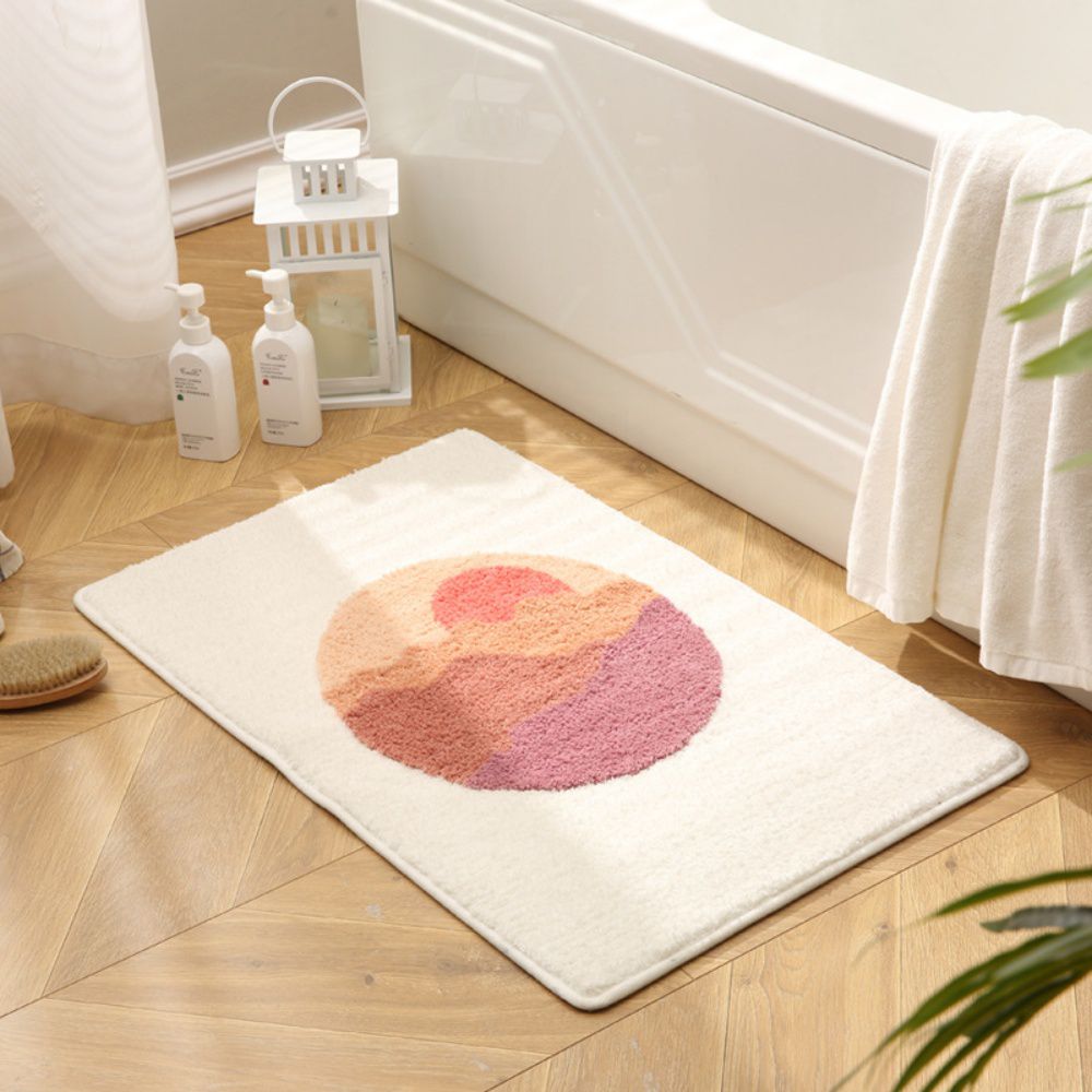 快速吸水植絨浴室腳踏墊-天空夕陽-米白色