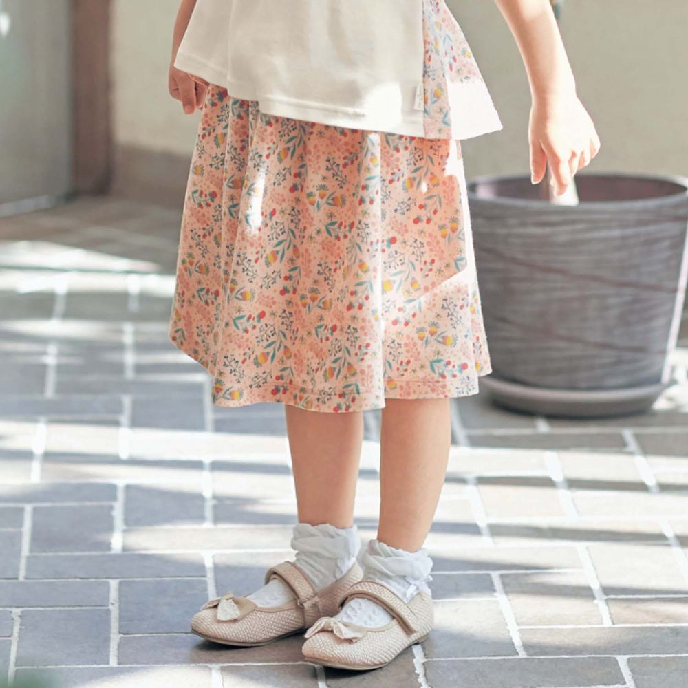 日本千趣會 - 北歐滿版印花純棉短裙-小雛菊-粉