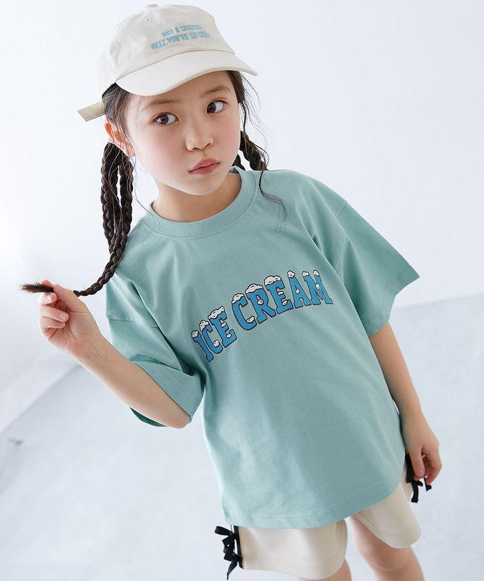 日本 devirock - 接觸涼感 落肩廓形短袖T恤-背後潑墨-藍