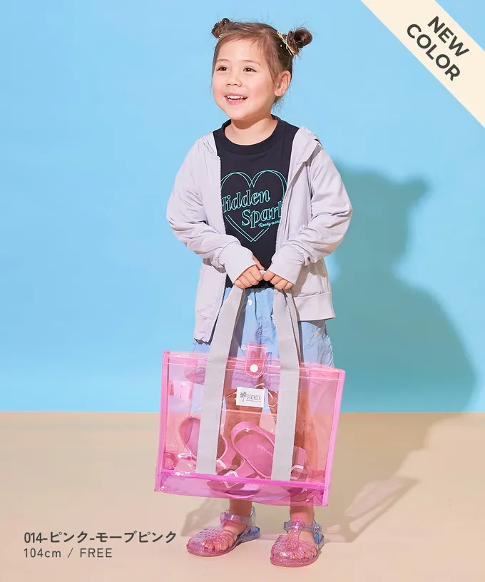 日本 devirock - 果凍色系PVC游泳/玩水包-炭灰x咖啡