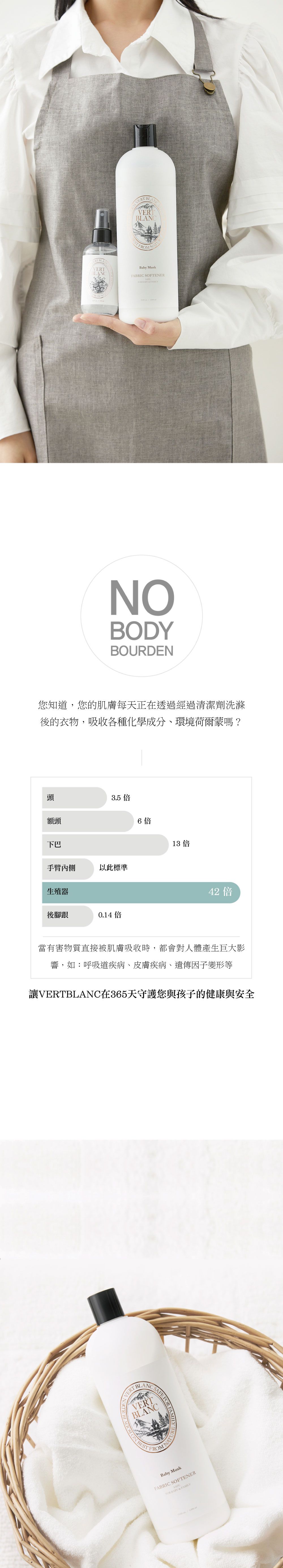 韓國 VERTBLANC - 寶寶天然衣物柔軟精-白色麝香-1000ml