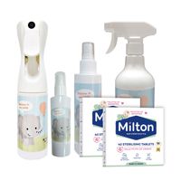 英國米爾頓 Milton - 安心防護組-消毒錠40入/盒*2+大象輕巧瓶188ml+噴霧瓶500ml+150ml+60ml（皆為空瓶）