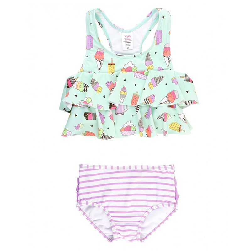 美國 RuffleButts - 小女童UPF 50+防曬兩件式無袖泳裝-派對甜心