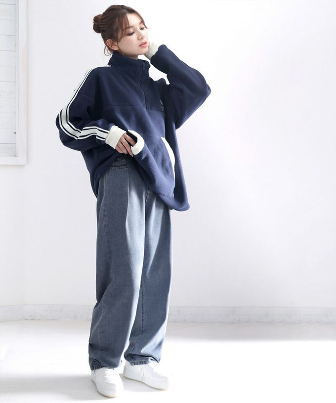 日本 Classical Elf - [熱銷NO.1]  舒適顯瘦打褶長褲-丹寧布-米杏