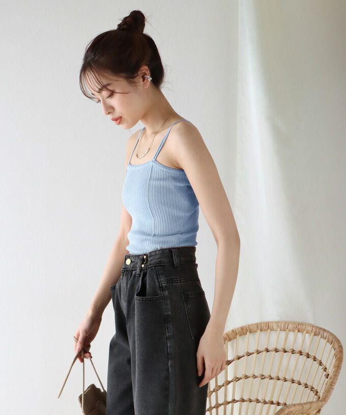 日本 BLUE EAST - 夏日必備彈性貼身細肩帶內搭/上衣-紫