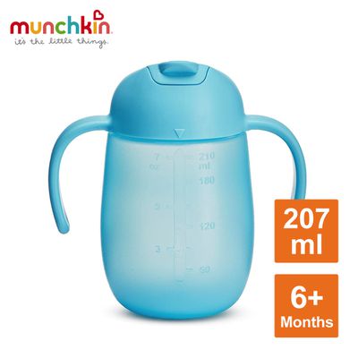 美國 munchkin - 雙握把防漏學習杯207ml-藍