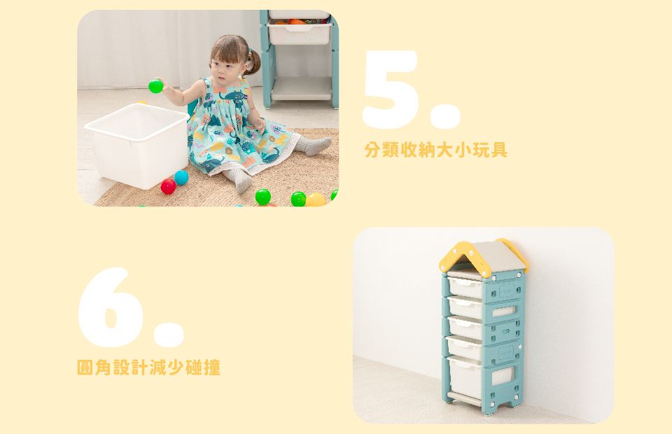 Kikimmy - 玩具屋造型多層儲物收納架-黃綠