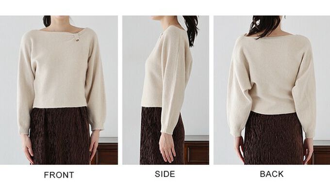 日本 BLUE EAST - 顯瘦曲線領簡潔針織長袖上衣-咖啡 (M)