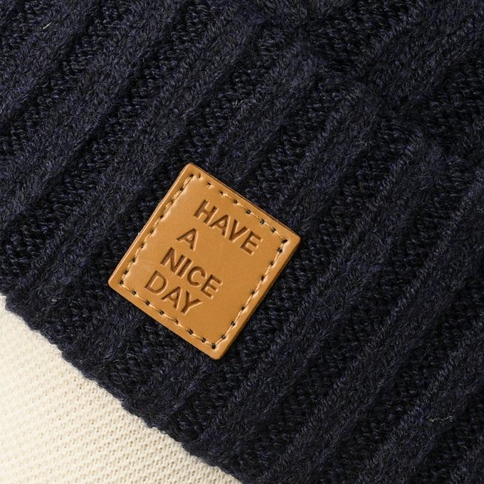 akachan honpo - 針織帽 小熊-防靜電紗線-深藍色