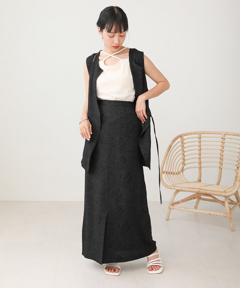 日本 Bab - 2WAY羅紋彈性內搭(附bra)-黑