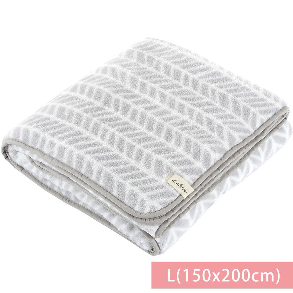 日本 DAIKAI - 極細纖維柔軟保暖毛毯/蓋毯-麻花編織-淺灰 (L(150x200cm))