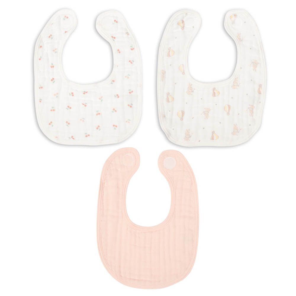 圍兜3件組-6層棉紗-粉紅色 (70~95cm)